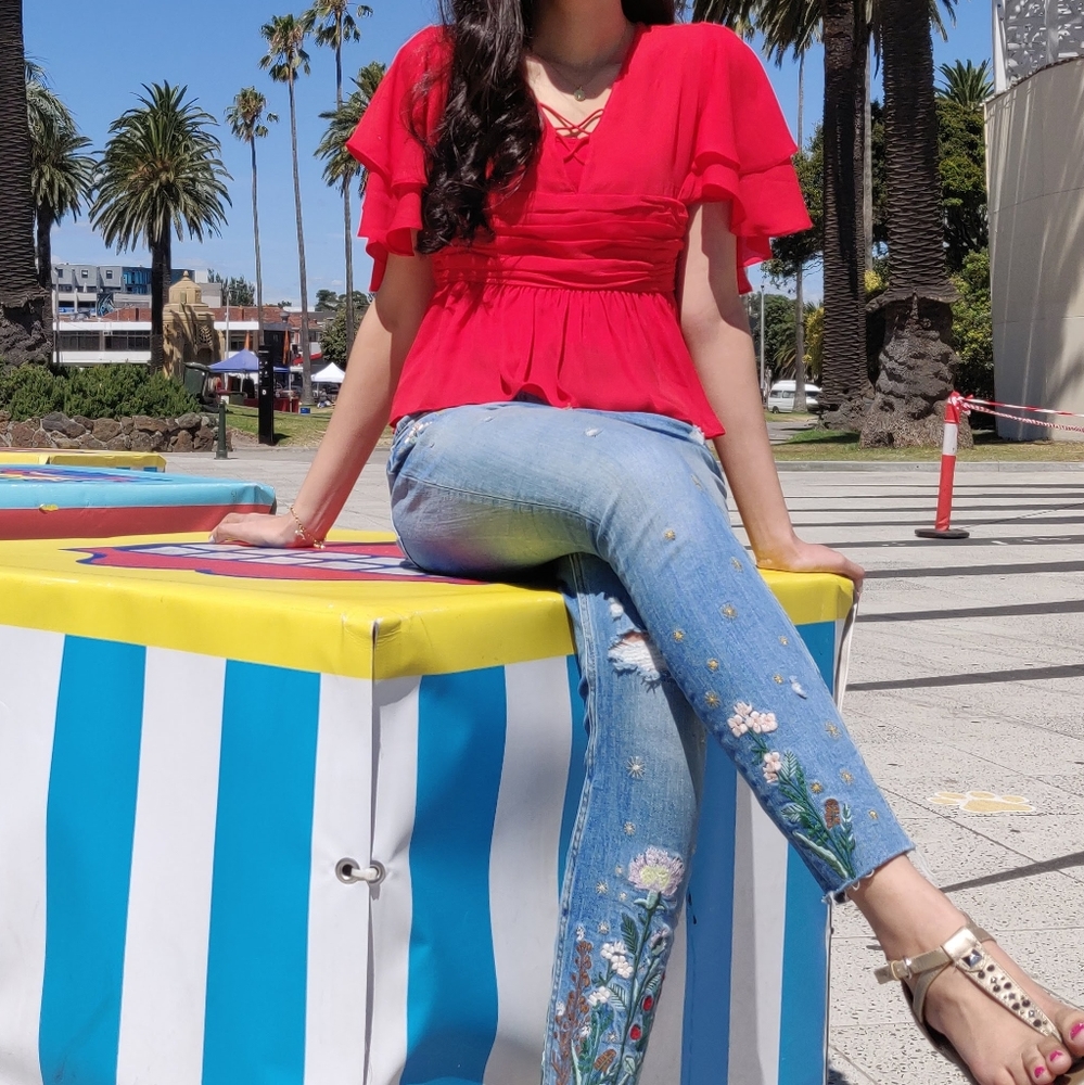 Zara Romantic Red Blouse